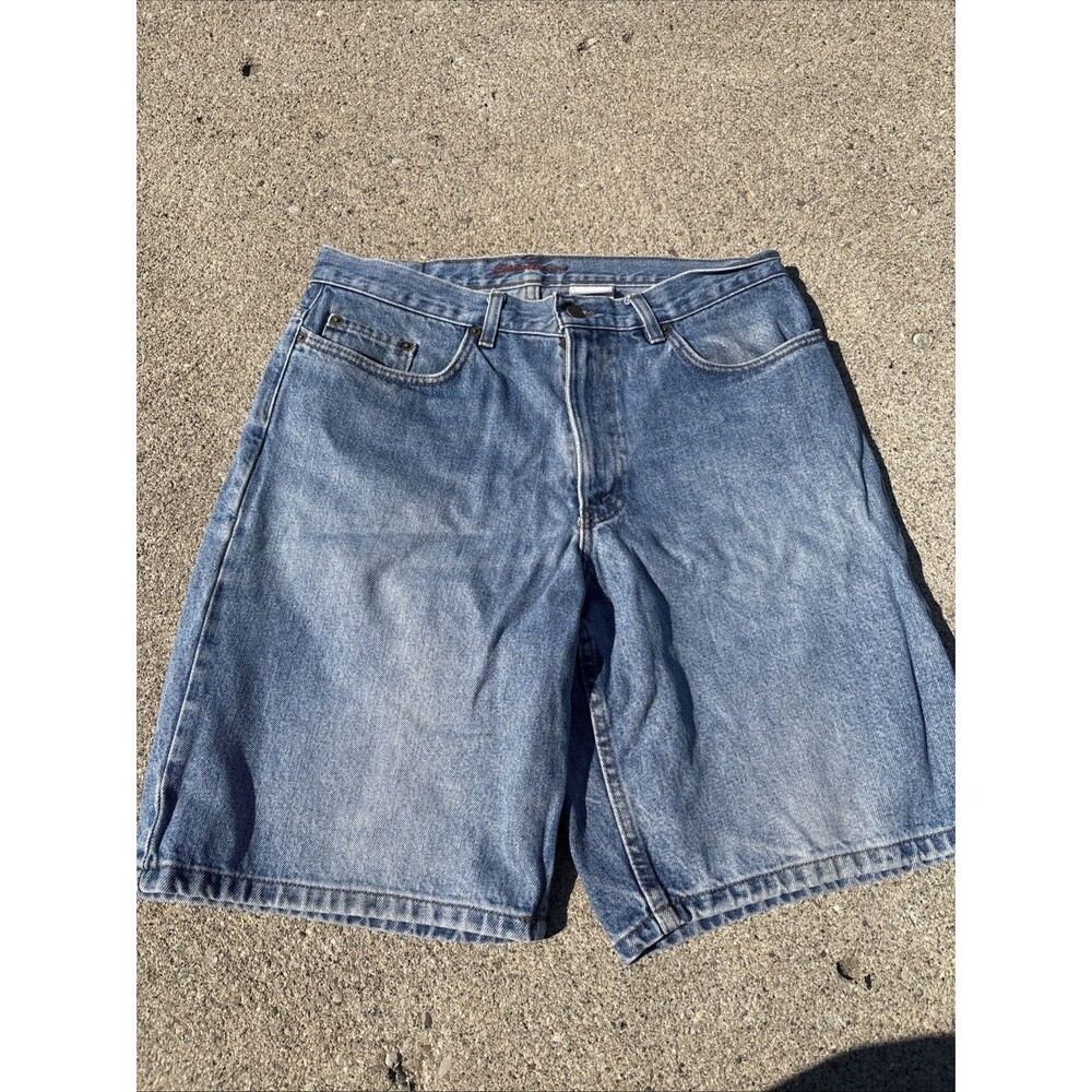 Eddie Bauer Denim Shorts Jorts Jean Men's Sz 34 X 9 Blue Y2K Vintage 5-Pocket